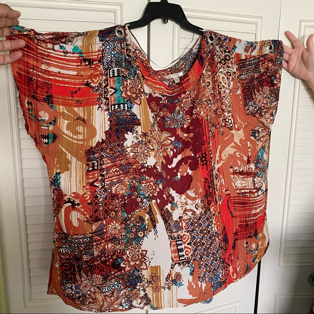 Plus size cold shoulder blouse